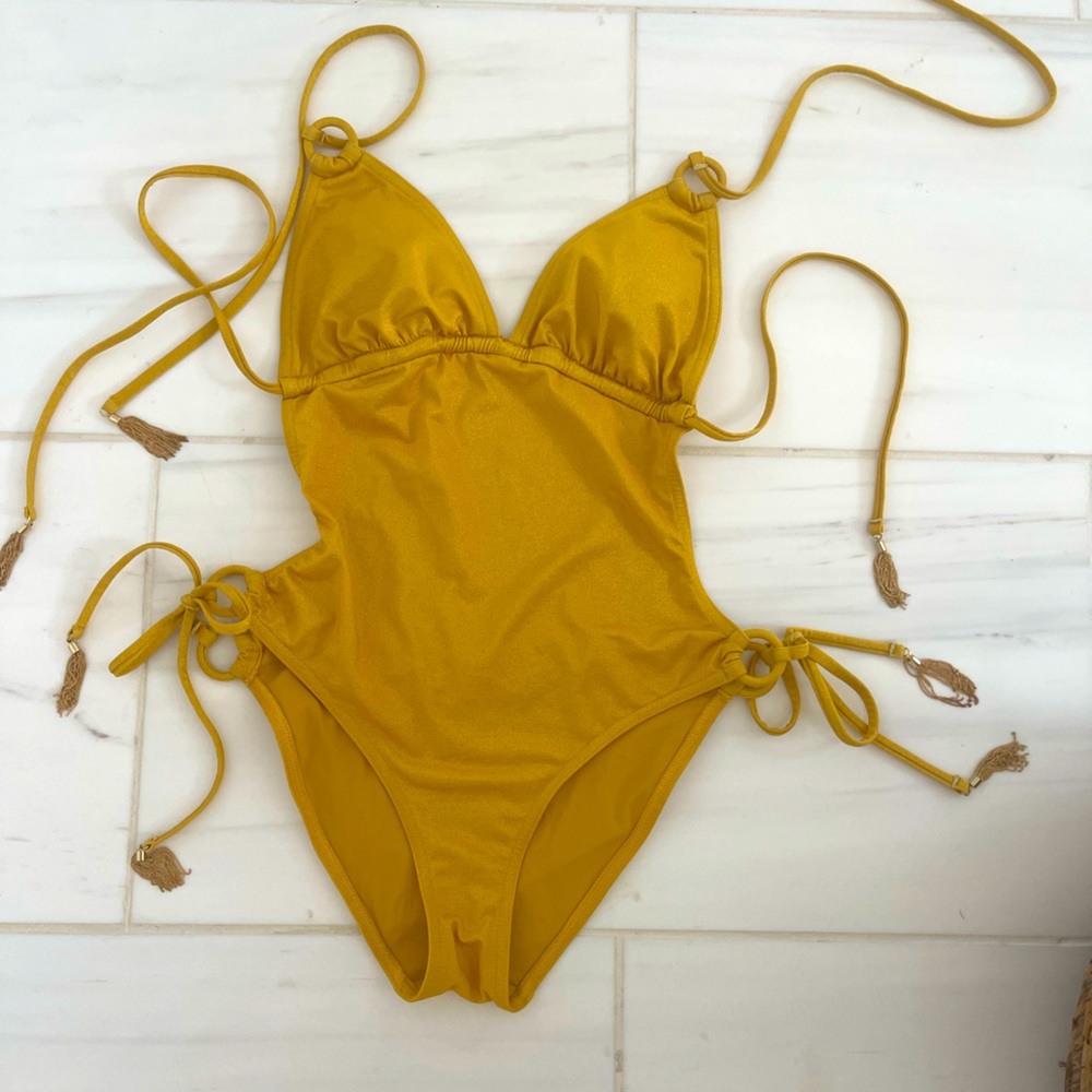 Zimmerman one piece bathing suit gold size 2